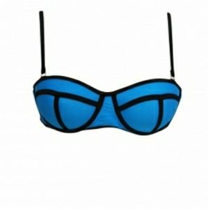 Black Ribbon Textured Blue 2pcs Bikini Swimsuit